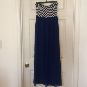 Blue and chevron maxi dress